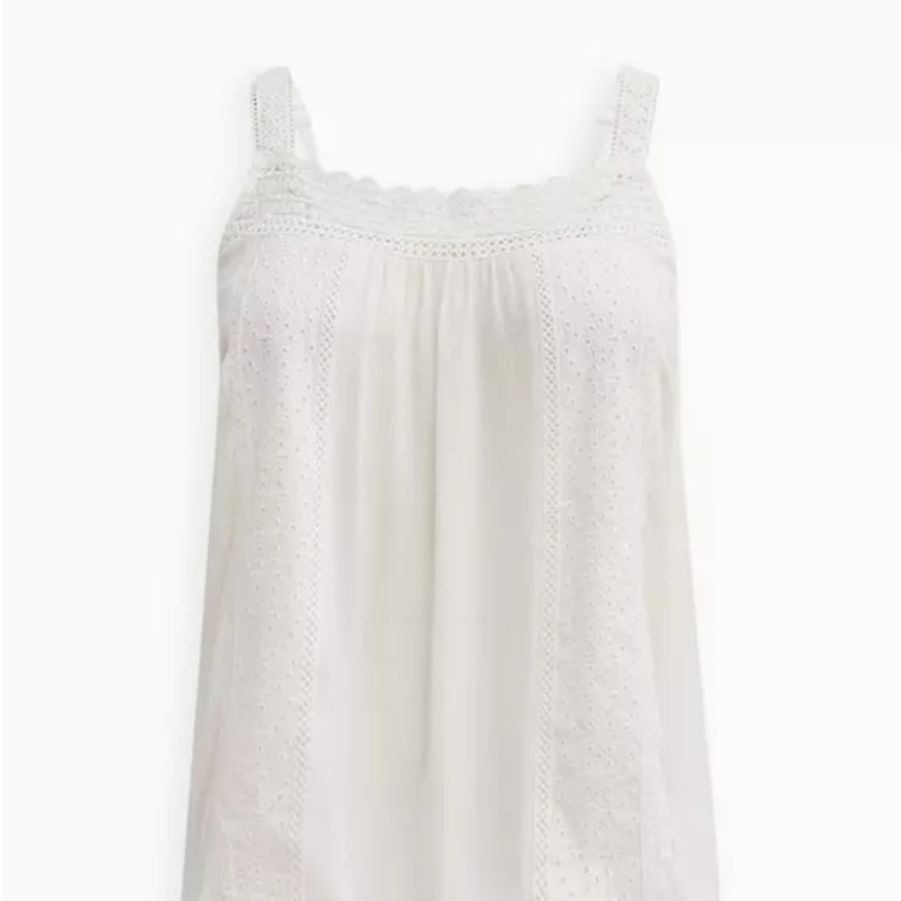 Torrid White Washable Gauze Flowy Crochet Trim Cami